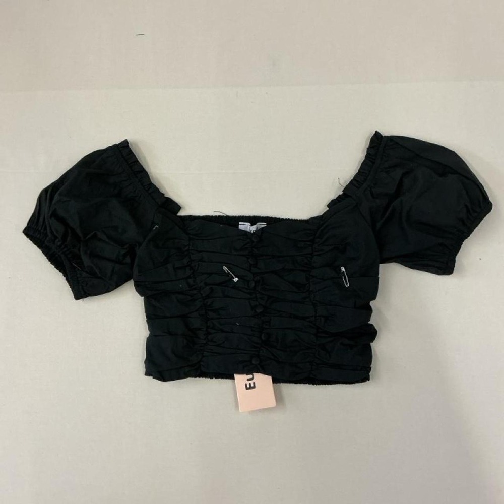 Europa black ruched crop top